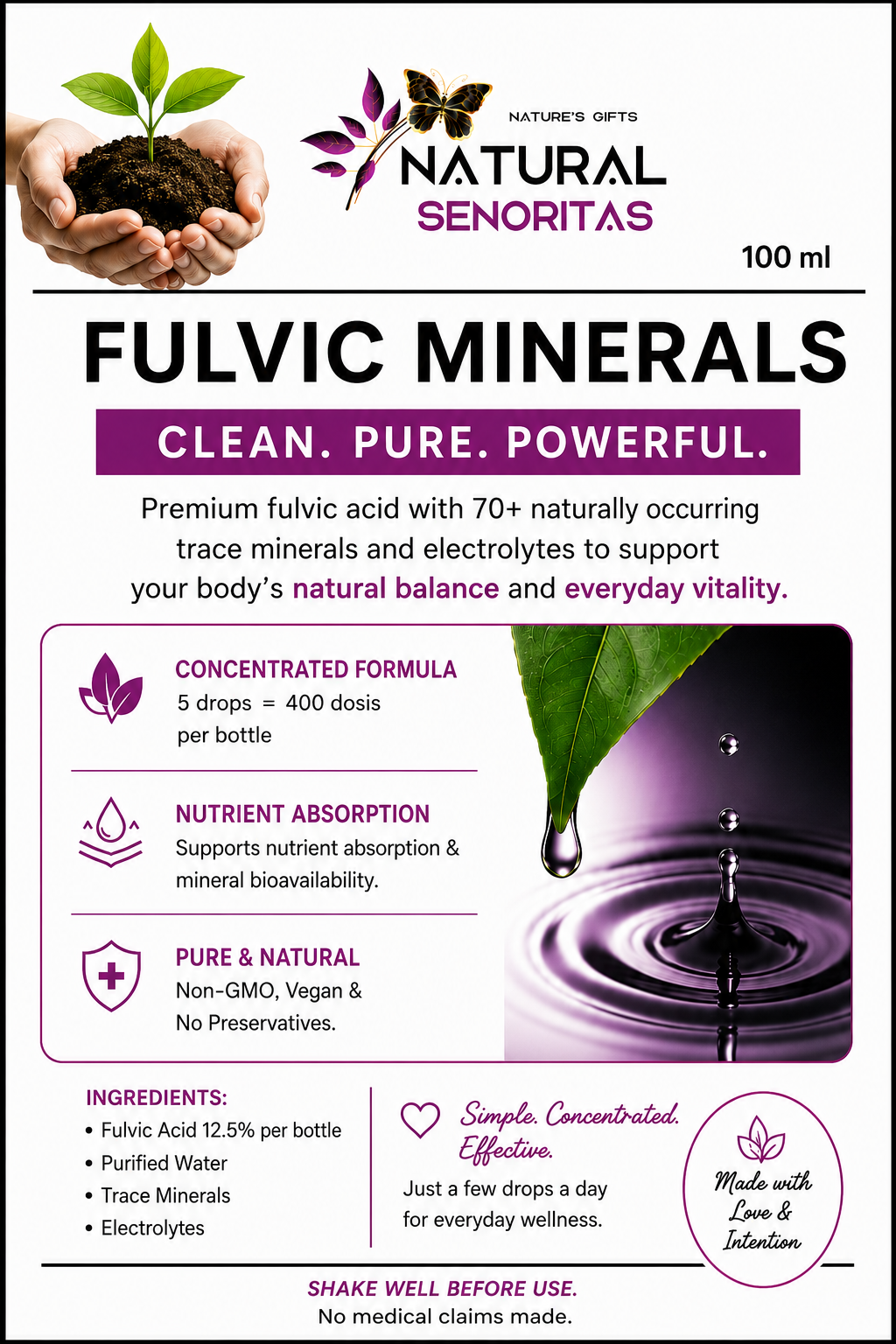 Fulvic Minerals Info Sheet Fulvic Minerals product information sheet - ingredients and benefits